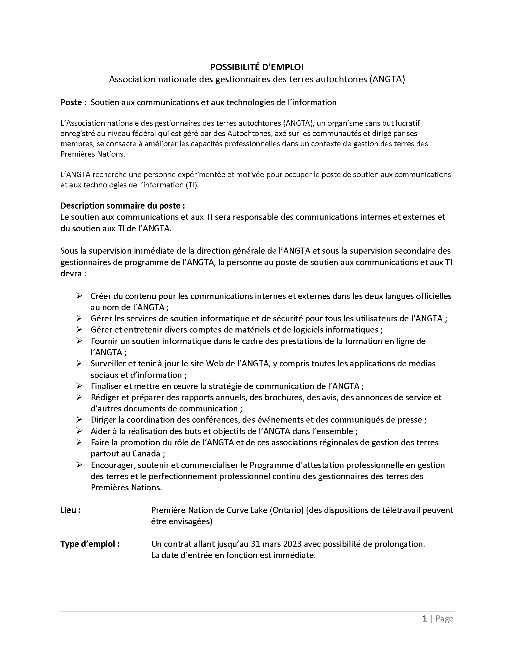 Job Posting - Communications and IT Support_FR_Page_1